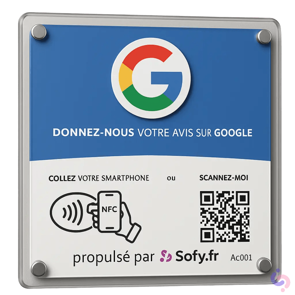 Plaque acrylique NFC et Qrcode avis clients 