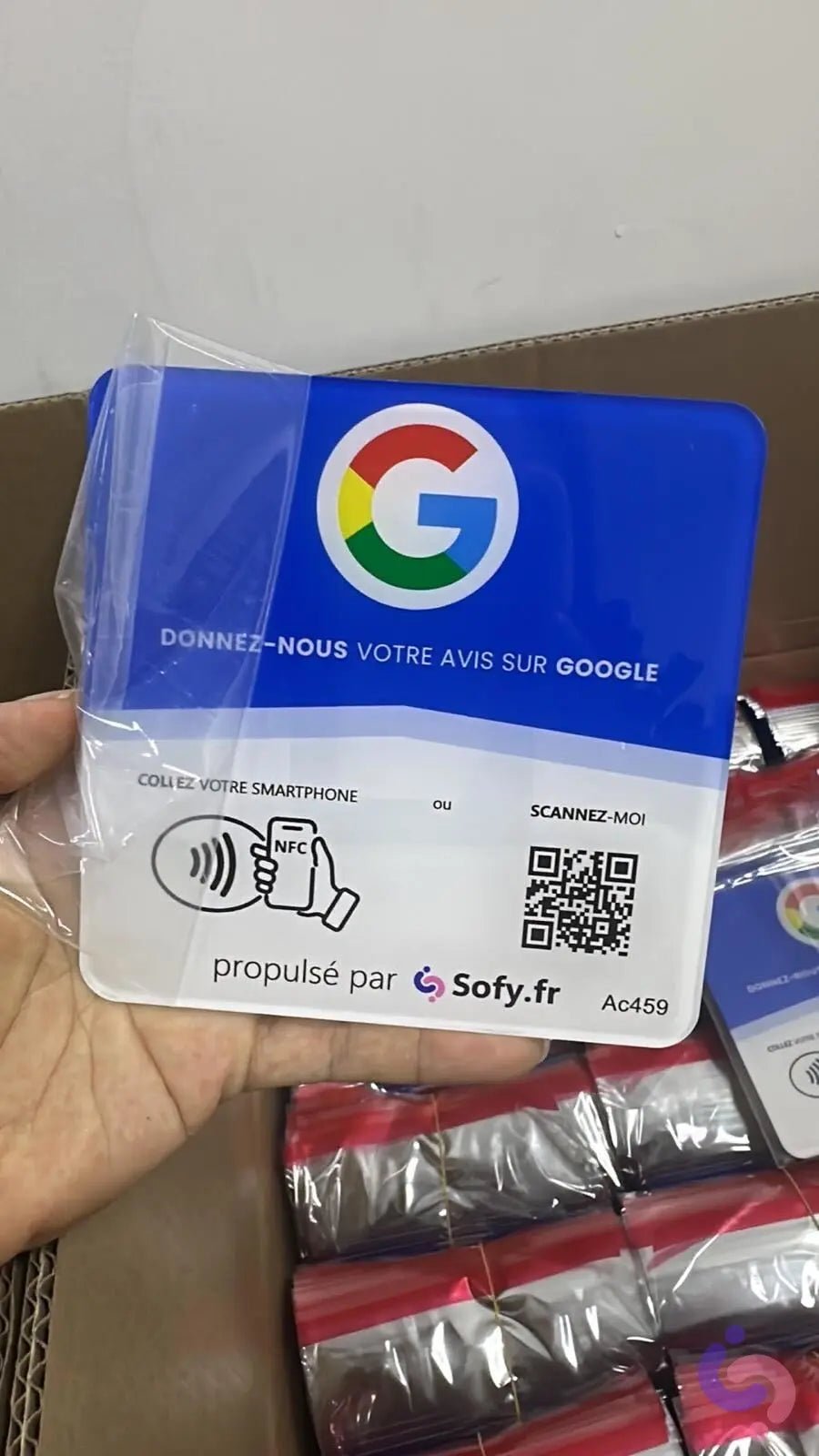 Plaque Interactive de Collecte – NFC & QRcode pour avis clients SOFY